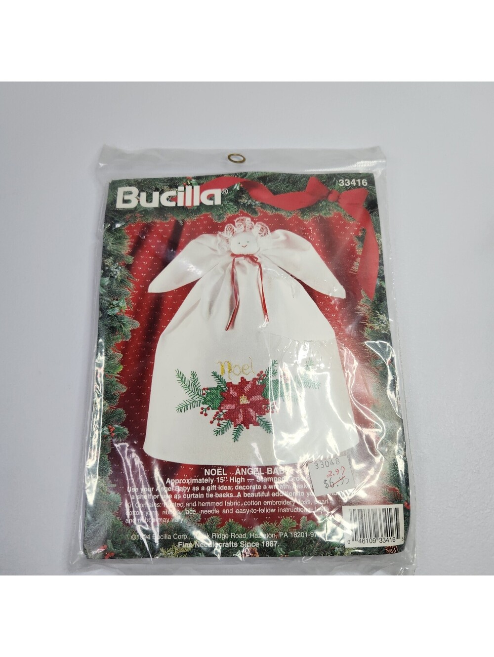 Bucilla Noel Angel baby stamped embroidery kit